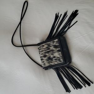 Leather Fringe and Hide Crossbody Purse